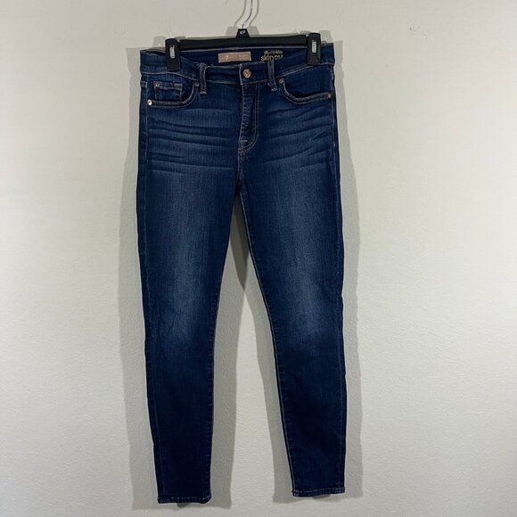 7 for all Mankind Women's B(AIR) Dark Wash Ankle Skinny Jeans Size 28 - Picture 2 of 11
